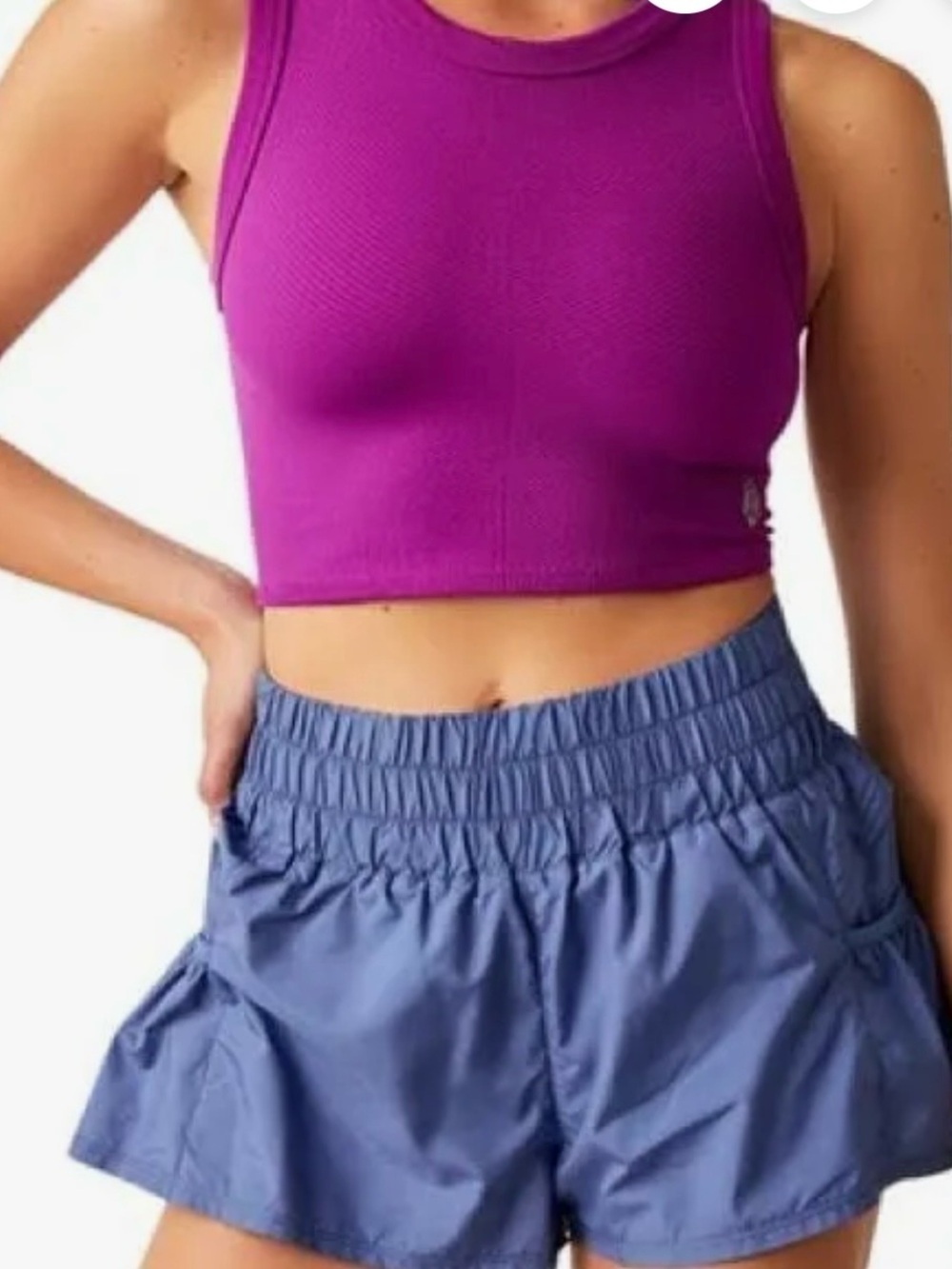 Magenta Ribbed Crop Tank Top
